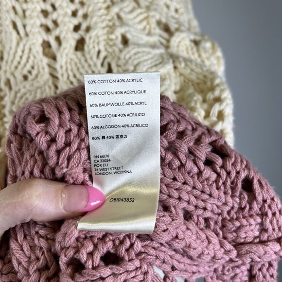 Free People Sweater Ombre Slouchy Mockneck Open Knit Oversized Pink Small Boho - Picture 12 of 12